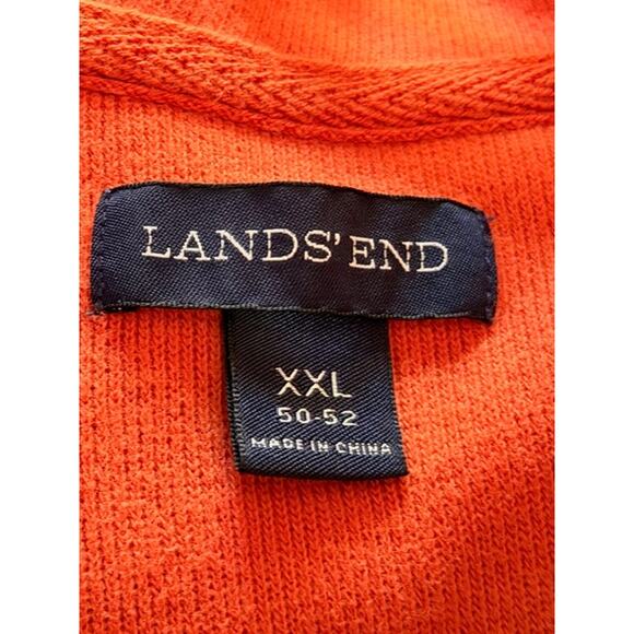 Lands’ End Men’s XXL 100% Cotton Olive w/ Orange Trim Quarter-Zip Pullover - Picture 4 of 6